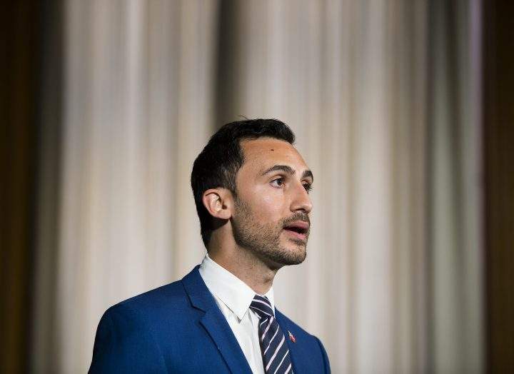 Ontario Education Minister Stephen Lecce speaks during the daily update on COVID-19 at Queen's Park in Toronto on Tuesday, June 9, 2020. 