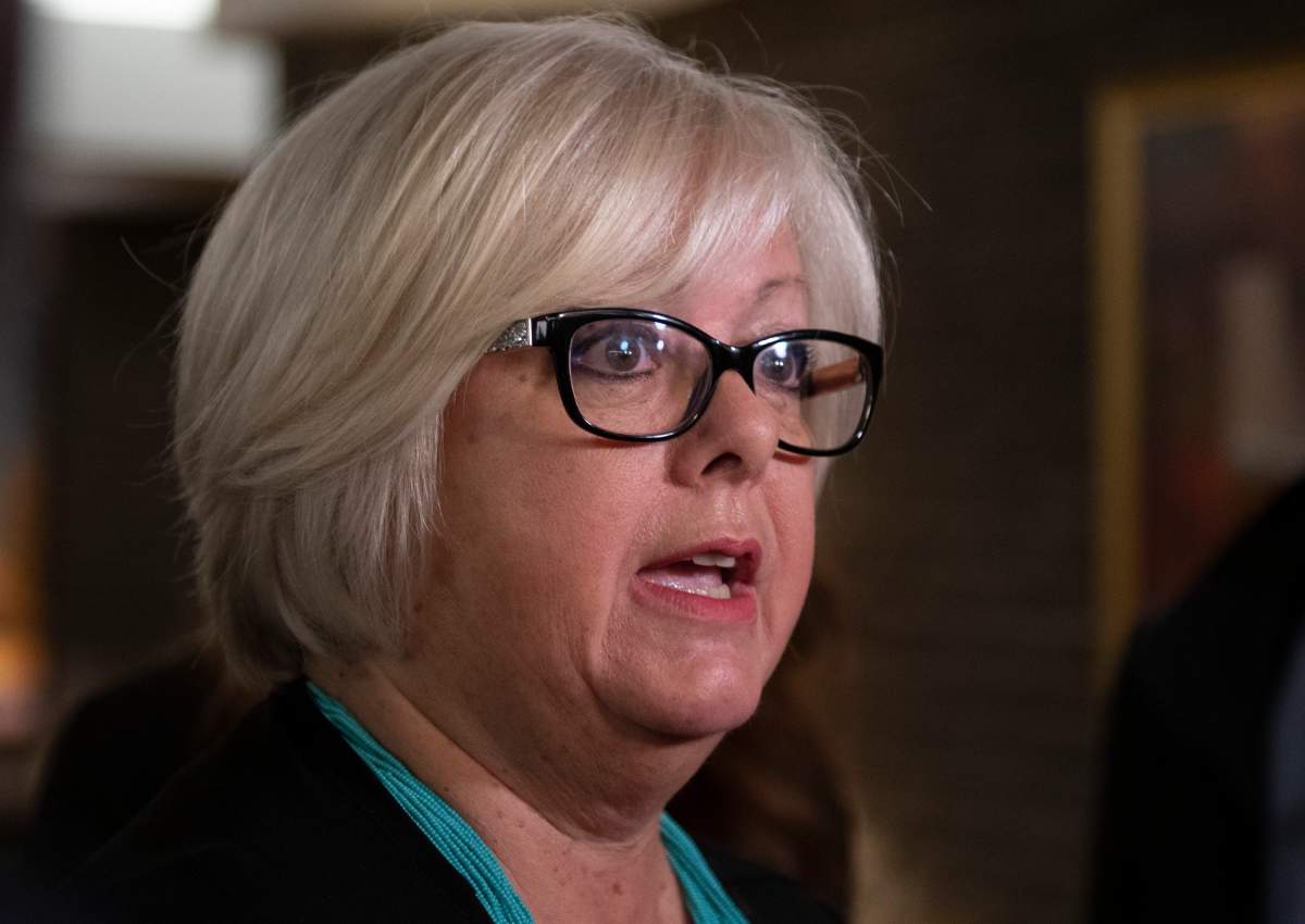 Quebec Natives Affairs Minister Sylvie D'Amours responds to a reporter's questions at the beginning of a meeting with the Quebec government as a follow up to the Viens Report, Thursday, October 17, 2019 in Quebec City.