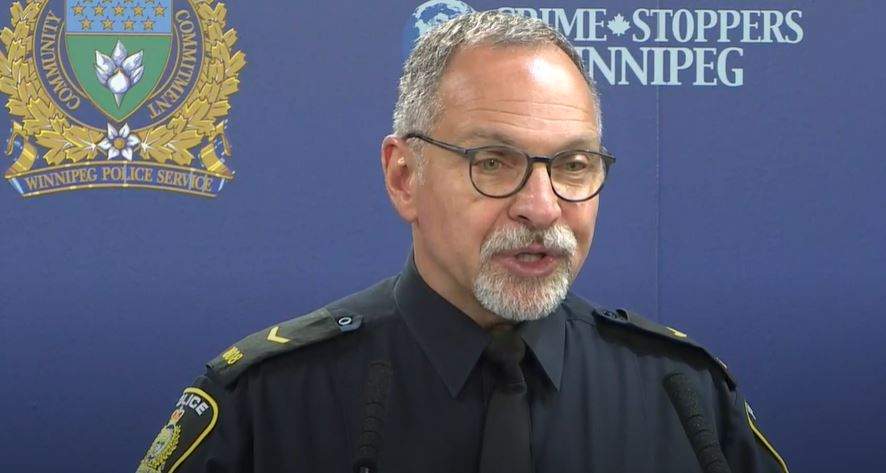 Const. Rob Carver speaks to media Monday.