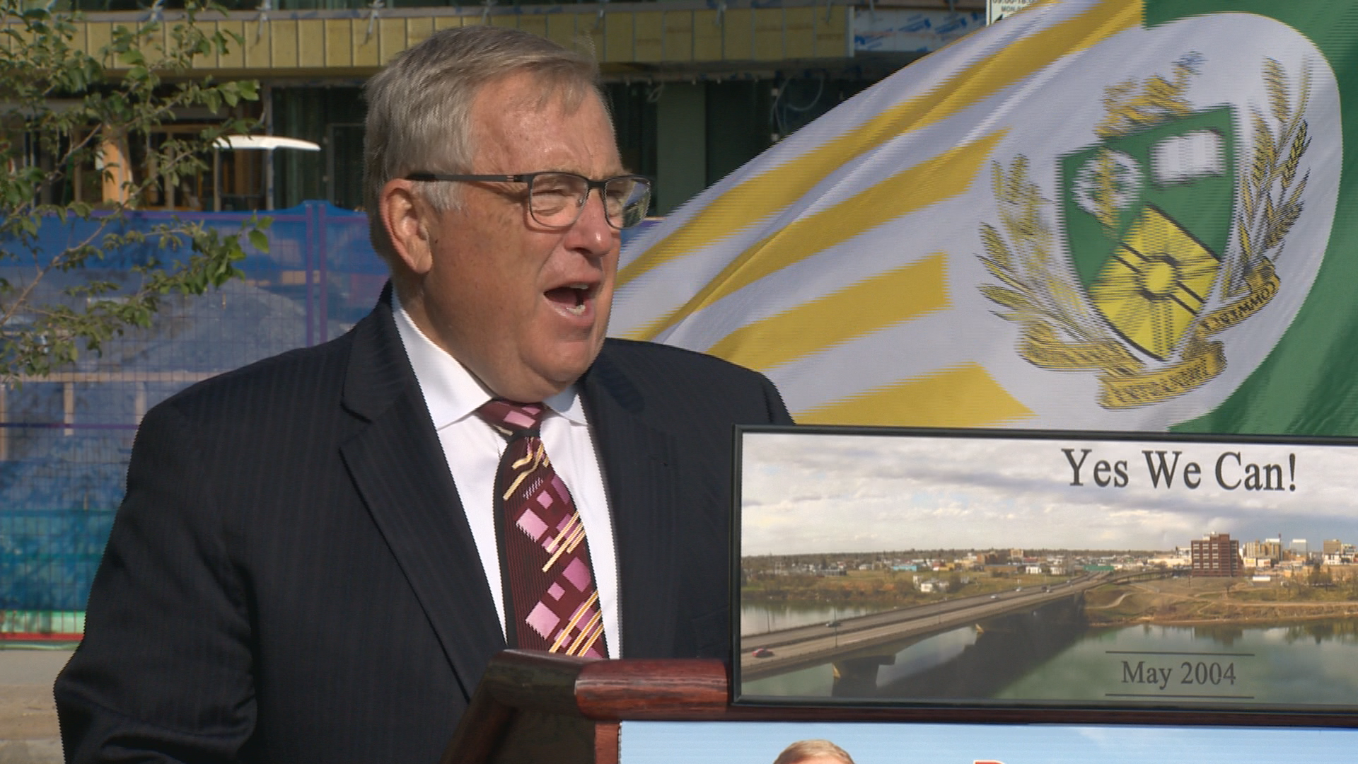 Don Atchison details more of his campaign at a press conference.