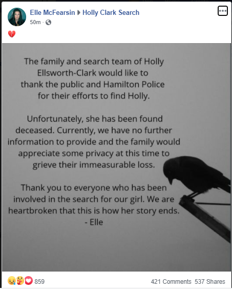 Hamilton police identify remains of Holly Ellsworth-Clark, missing since January - image