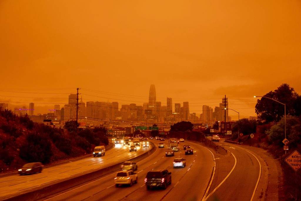 Photos show eerie orange sky over California’s Bay Area as devastating wildfires rage - image