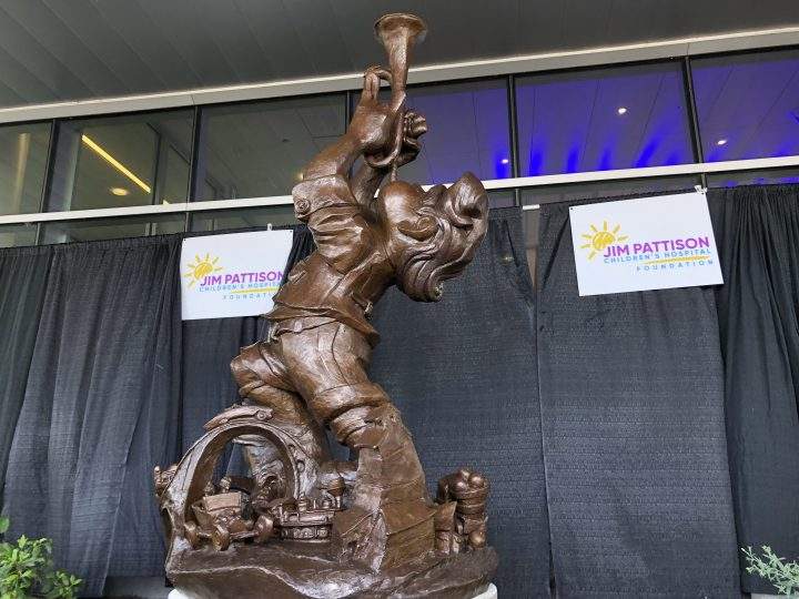 The Jim Pattison Children’s Hospital unveiled this statue of a boy trumpeter to mark the hospital’s one-year anniversary.