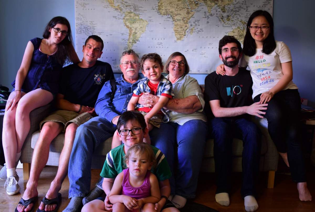 In this family photo from the fall of 2019, John McCall and his late wife Donna are surrounded by their children and grandchildren. The McCalls’ daughter, Meghan, is at the far left and their son Ian is second from the right.