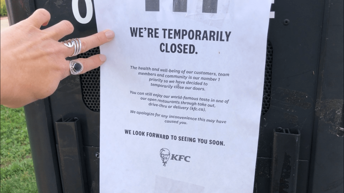 Signage on the drive-thru of the KFC on Lansdowne St. in Peterborough.