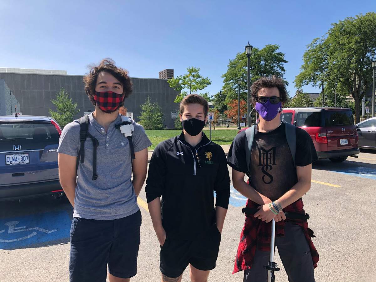 Fifth year Western University students Tarquin Opperman (left), Tyler Ollenberger (centre) and Ian Sobotka said they were concerned to see cases rise, but not surprised.