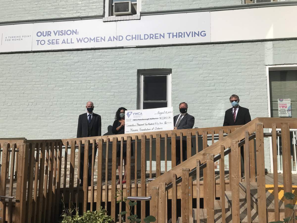 The  Peterborough District Masons donated $17,253.25 to YWCA Crossroads Shelter for Women and Children.