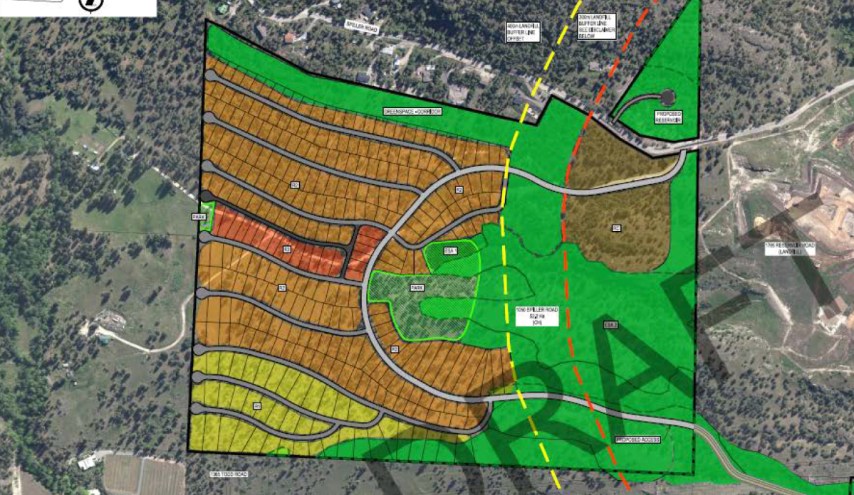 The land use plan for the Naramata Bench near the Campbell Mountain landfill where developer Canadian Horizons wants to construct a large urban subdivision, which is being met with opposition from some area residents.