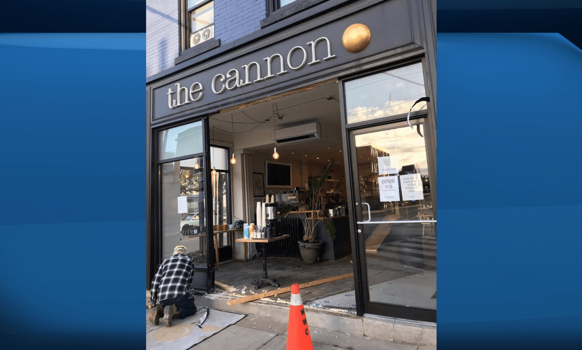 A man has been charged with impaired driving after a vehicle smashed through the glass windows of an east Hamilton coffee shop.