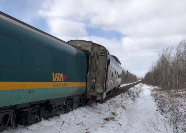 In April 2019, a train was travelling eastward on a CN Newcastle railway and crossing over Lakeville Road when the last two passenger cars derailed upright.
