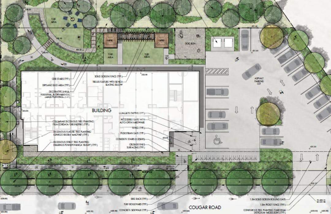 A drawing of the proposed project. The Ministry of Housing said the development would be for people experiencing homelessness.