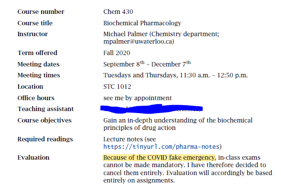 A student posted the information to reddit.