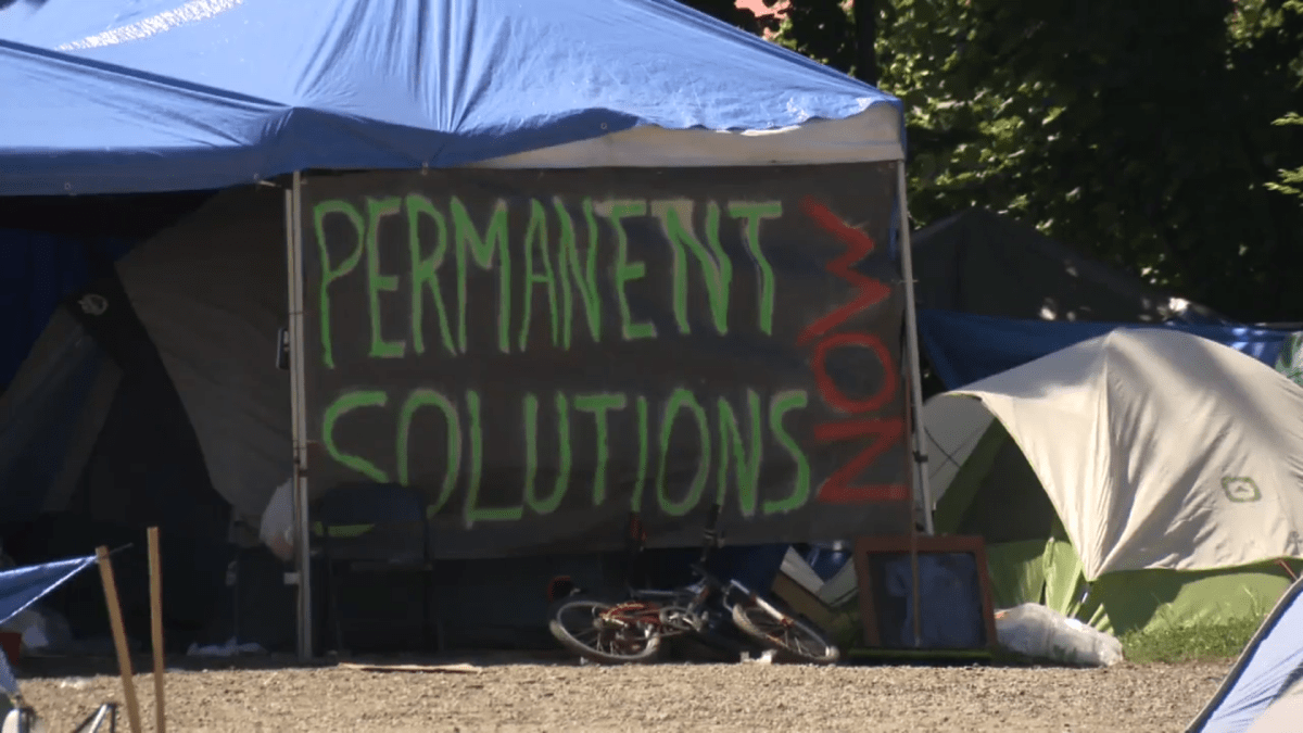 Tents seen in Vancouver's Strathcona Park during a homeless encampment in 2020. 