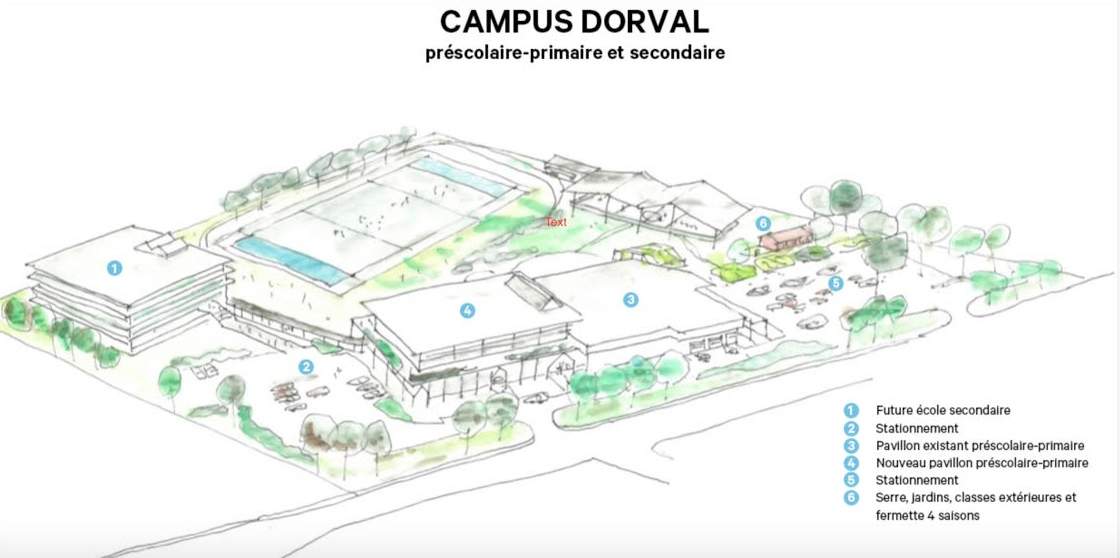 A sketch of the proposed campus that will house College Sainte-Anne and Sainte-Anne high school.
