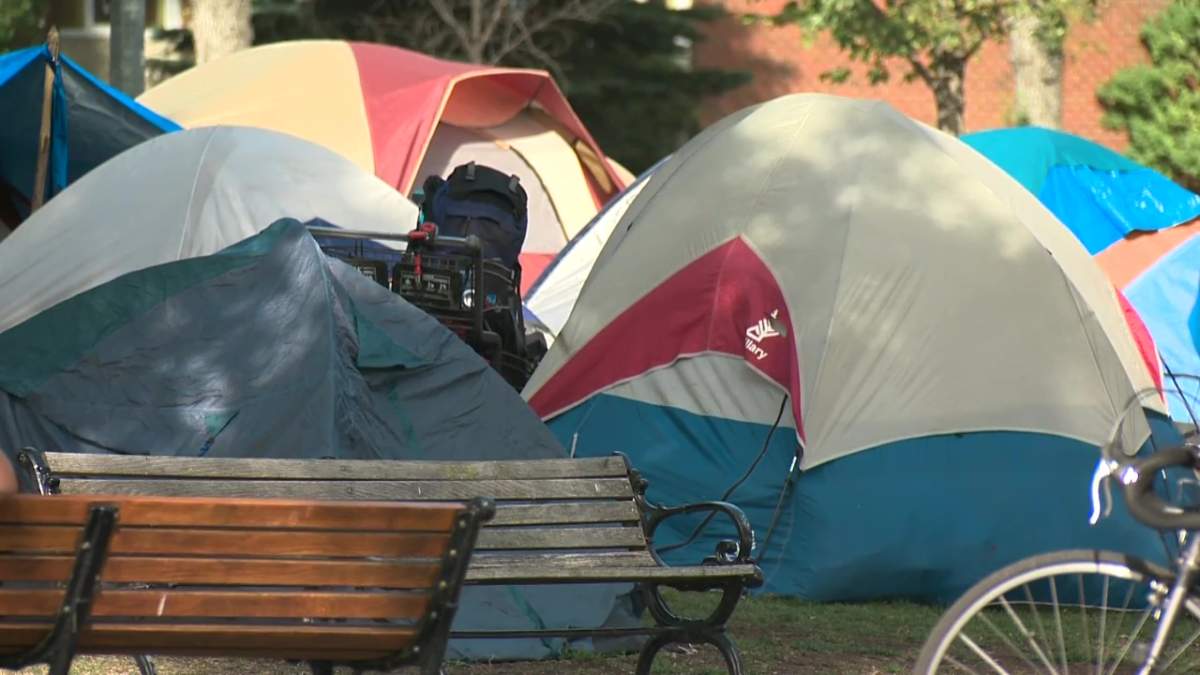 A homeless encampment in Wilbert McIntyre Park in Edmonton’s Old Strathcona. Sept. 17, 2020.