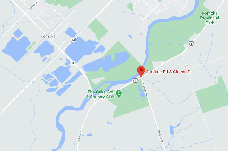 The location of Monday night’s single-vehicle crash.