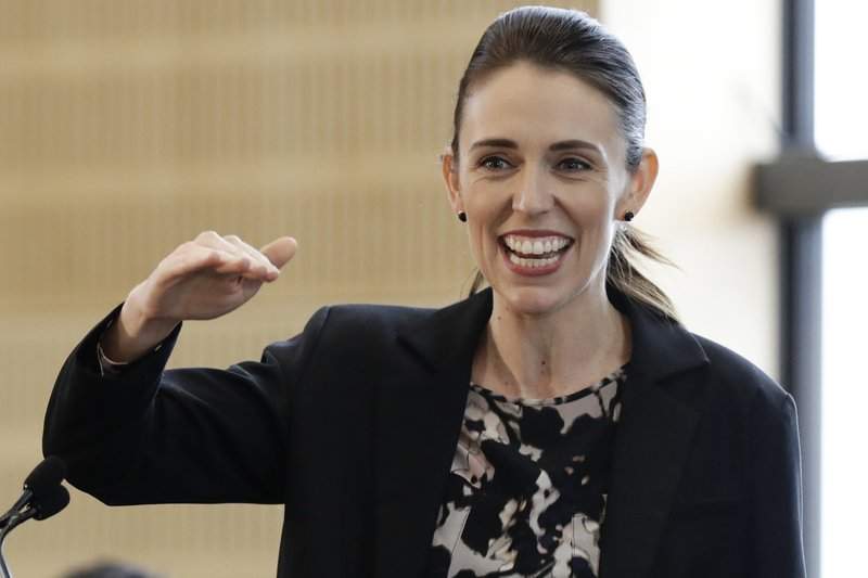FILE - In this June 25, 2020, file photo, New Zealand Prime Minister Jacinda Ardern gestures during the opening ceremony for Redcliffs School in Christchurch, New Zealand. Prime Minister Ardern has voted in the nation’s general election, a week before polls officially close. Ardern cast her vote in her Auckland district Saturday, Oct. 10, after visiting a market in the heavily Polynesian south Auckland suburb of Otara, where she was thronged by supporters.
