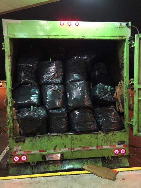 Customs officers at the Blue Water Bridge uncovered more than a half ton of marijuana inside a garbage truck.