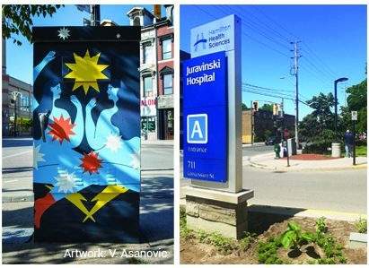 The installation of public art on utility boxes near hospitals is extension of a graffiti-prevention program involving 35 utility boxes in the downtown core. 