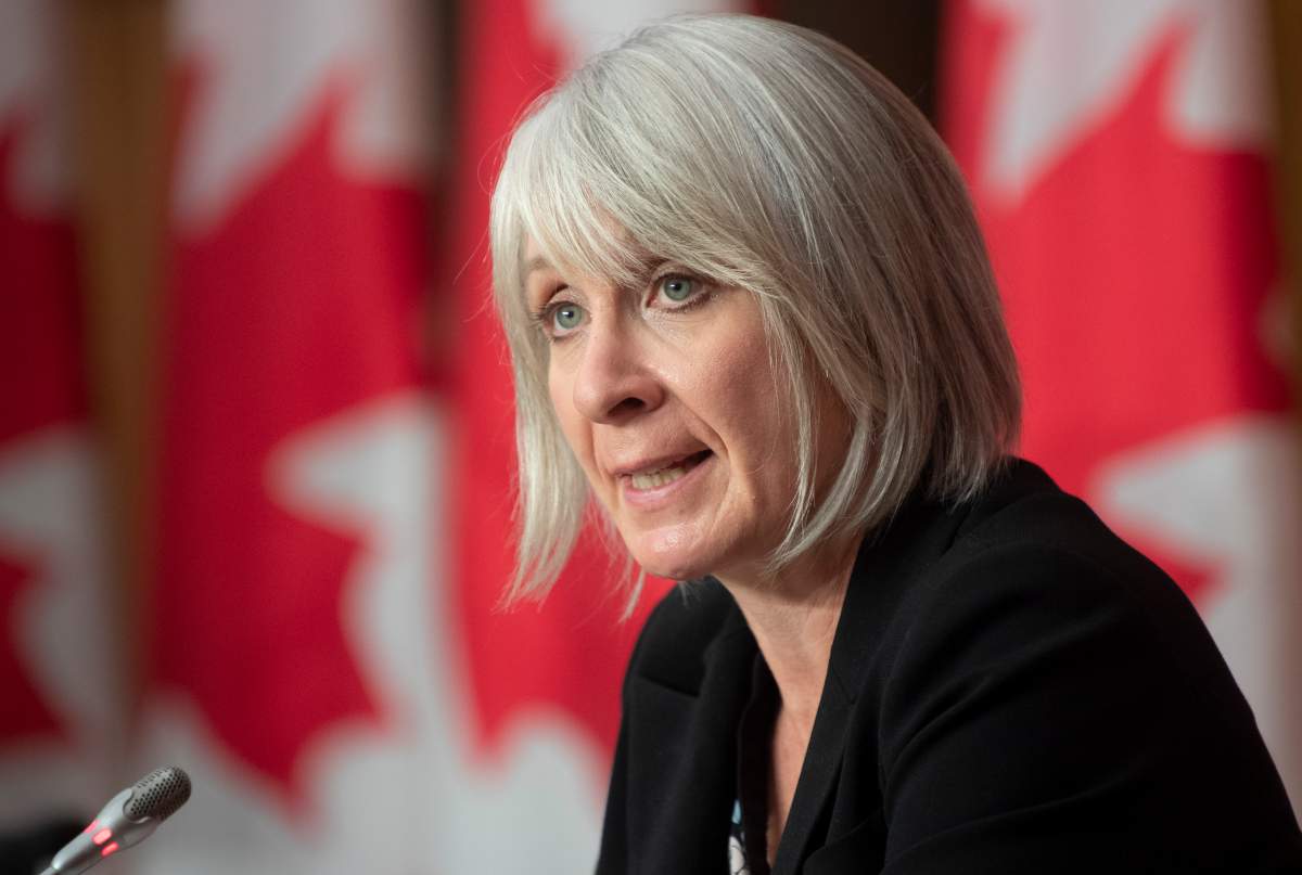Minister of Health Patty Hajdu responds to a question during a news conference Monday October 5, 2020 in Ottawa. 