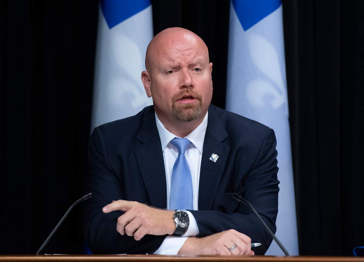 Quebec Indigenous Affairs Minister Ian Lafreniere speaks at a news conference after he was sworn in, Friday, October 9, 2020 at the legislature in Quebec City.