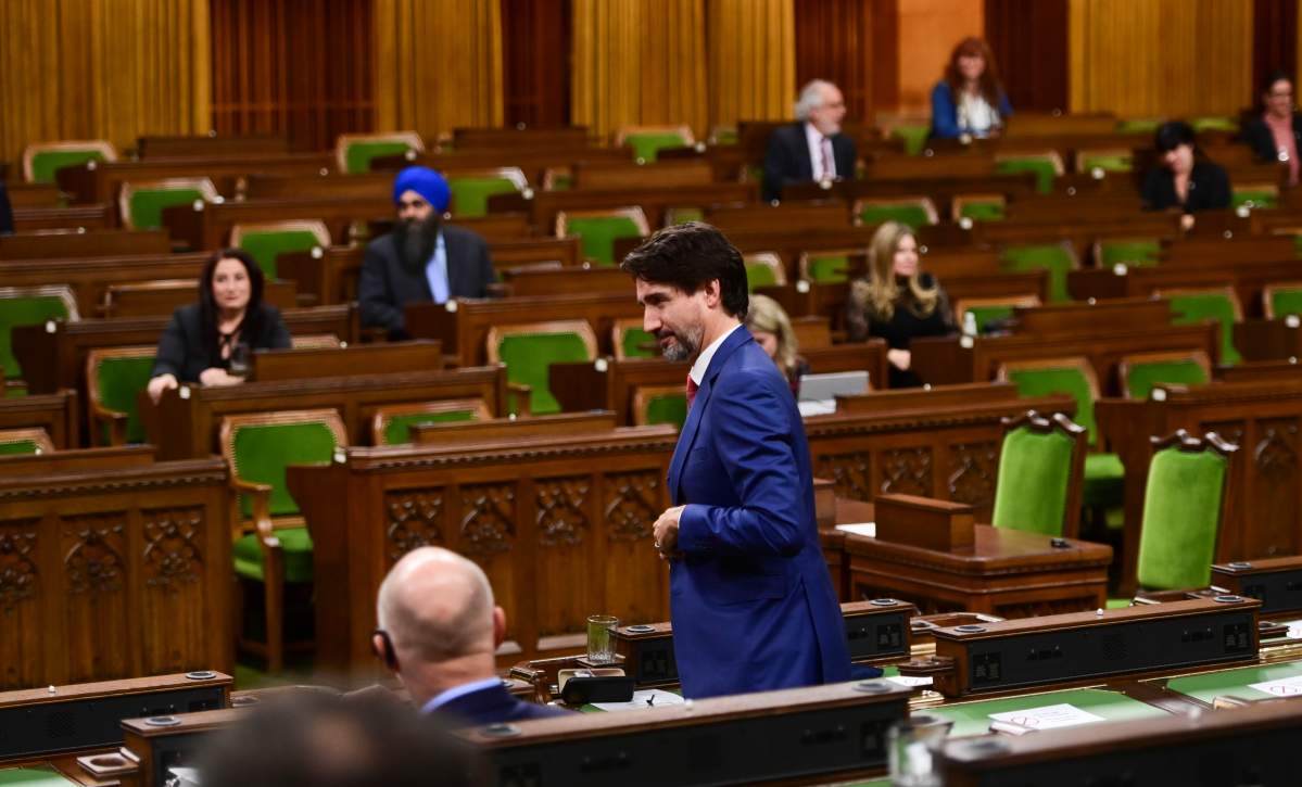 Prime Minister Justin Trudeau votes in the House of Commons on Parliament Hill in Ottawa on Wednesday, Oct. 21, 2020. 