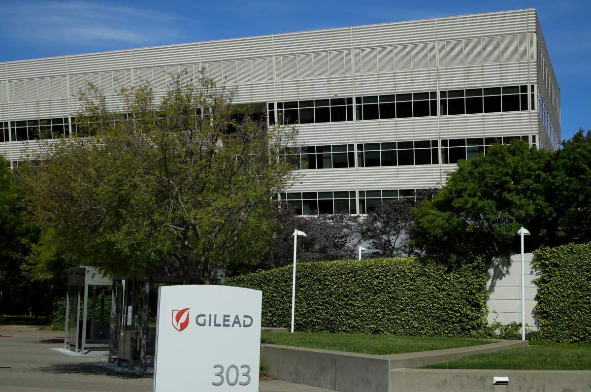 FILE - This is an April 30, 2020, file photo showing Gilead Sciences headquarters in Foster City, Calif.