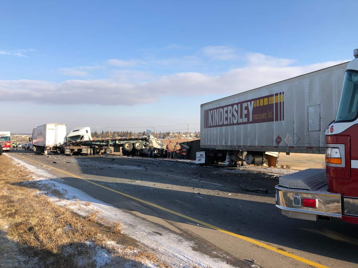 Saskatoon police said the analysis of activity on a cellphone found inside the cab of the semi showed evidence of use at the time of the collision.