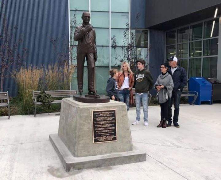A bronze statue of the late Darcy Haugan was unveiled in Peace River, Alta. Haugan, a junior hockey coach, was one of 16 people who died after the Humboldt Broncos junior hockey team's bus and a semi collided at a crossroads in Saskatchewan on April 6, 2018.