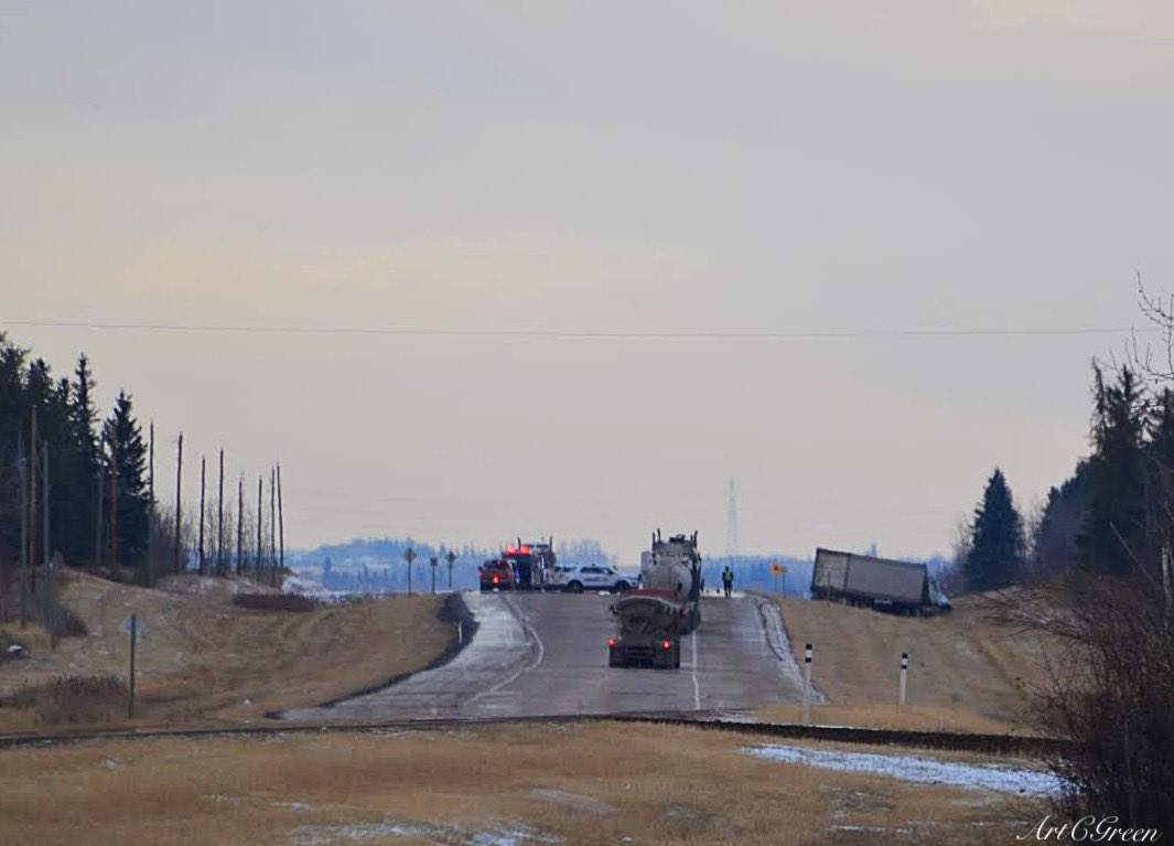 A collision about 10 kilometres north of Gibbons, on Highway 28 and Township Road 572, on Tuesday, October 20, 2020.