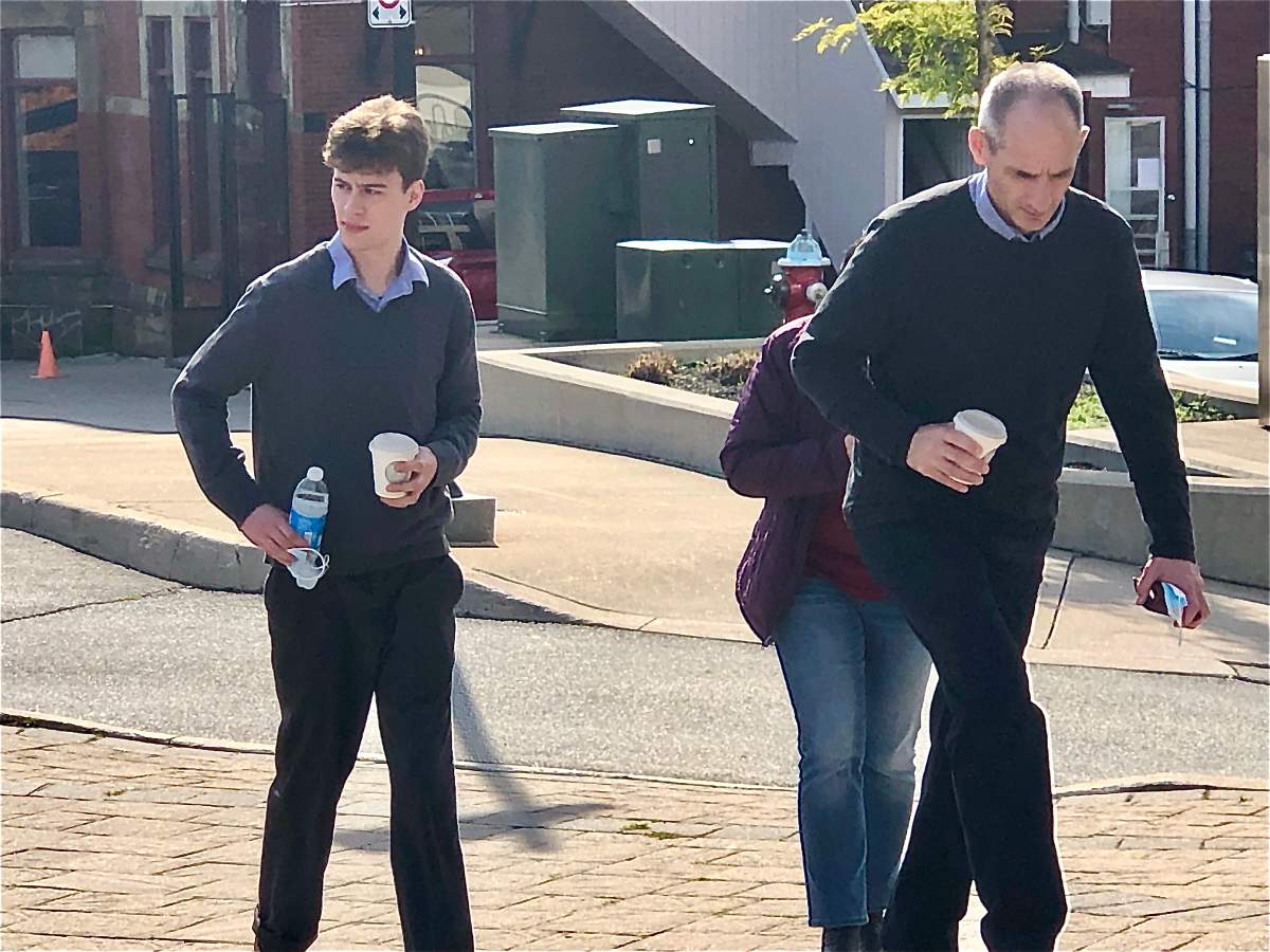 Will Jordan arrives at Saint John Law Courts with family Thursday.