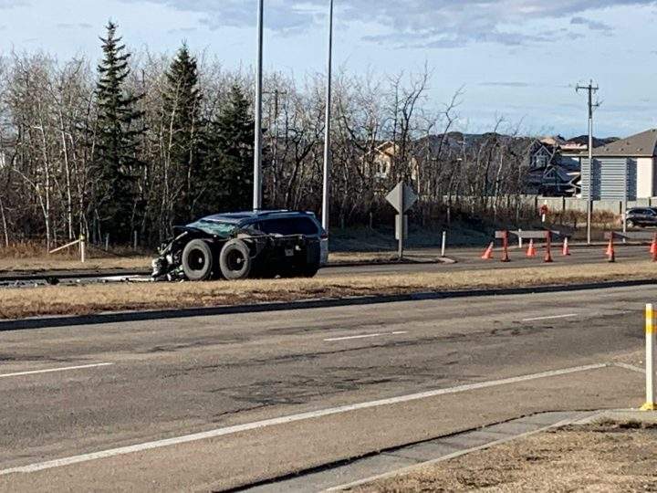One person is dead after a crash on Lessard Road involving a converter dolly from a semi.