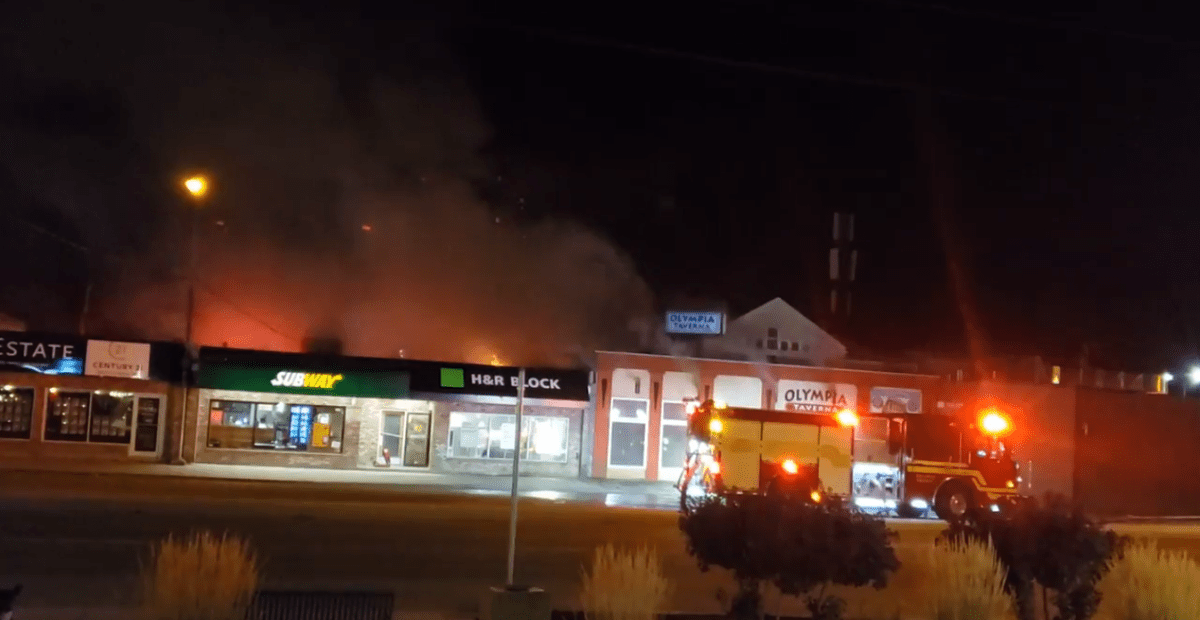 Kelowna restaurant Olympia Greek Taverna was destroyed by flames on Tuesday night.