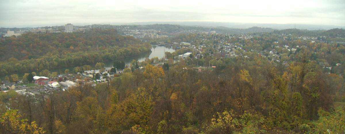 Wide shot of Morgantown, W.Va.