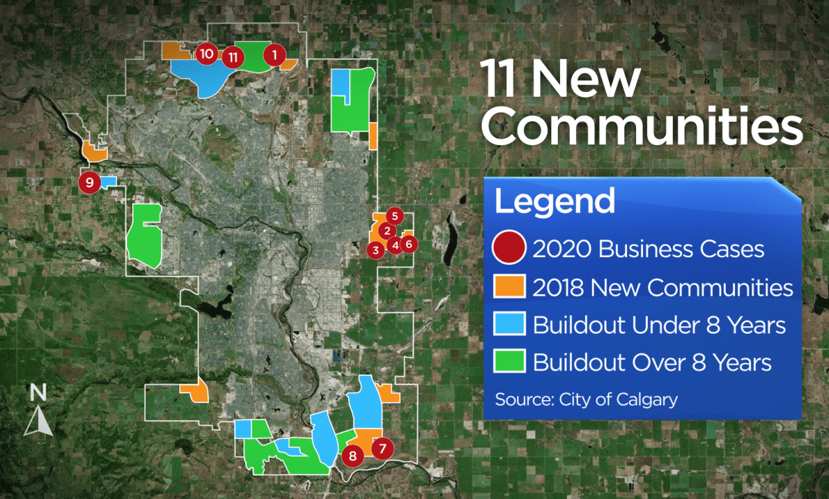 A map showing the proposed 11 new neighbourhoods.