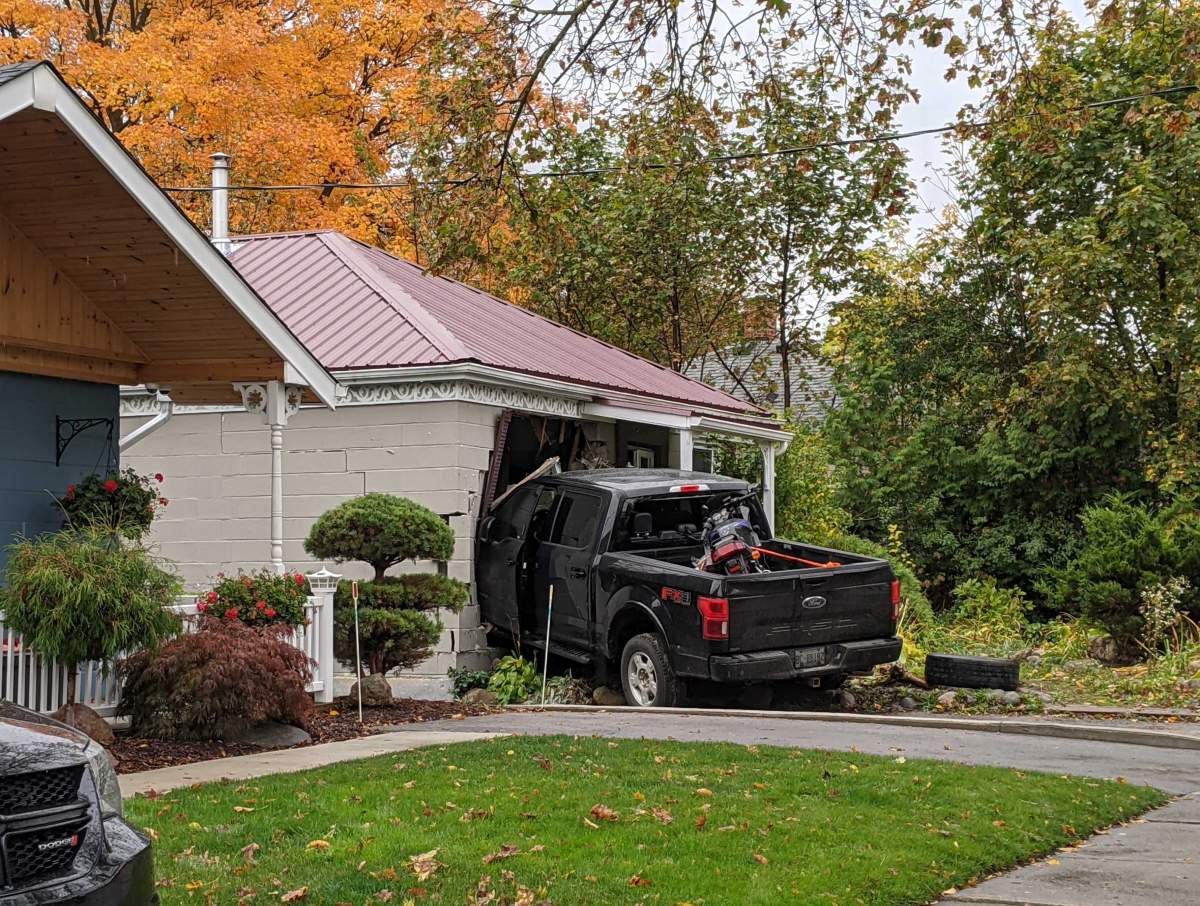 A truck struck a house on Elliott Street just before 3 a.m. Oct. 19, 2020.