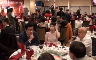 Paul King Jin (bald man in white shirt near right) attends a meeting in 2019 with Canadian politicians. Sources indicate United Front groups are involved in the meeting. YouTube, Jack Jia