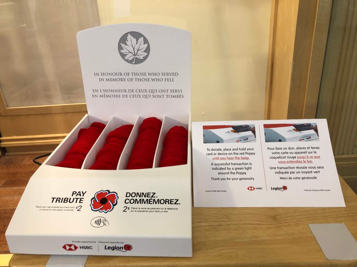 Pay Tribute Poppy Box is a new donation device being used by the Royal Canadian Legion