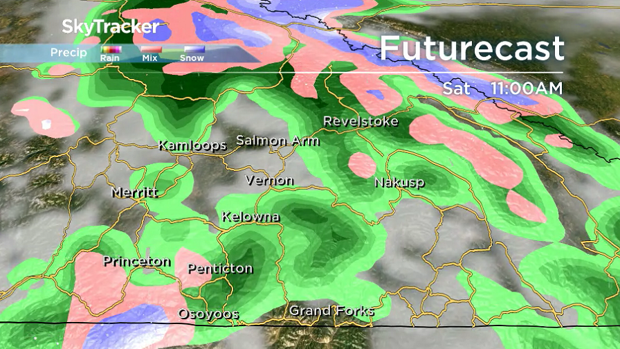 Rain rolls back into the Okanagan on Saturday.