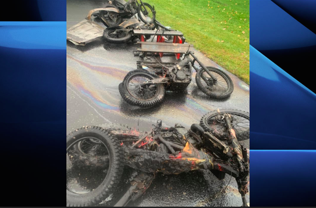 The owner says most of the items in the showroom were completed destroyed, including a few new motorcycles. 