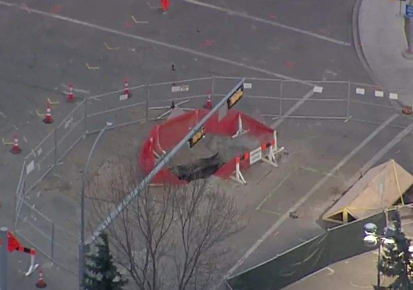 EPCOR crews discovered a massive hole at 61 Avenue and 109 Street. The hole in the roadway is approximately three metres long, one metre wide and 23 metres deep. 
