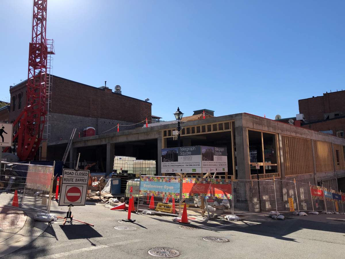 A new residential complex under construction in uptown Saint John, N.B., at the corner of Canterbury St. and Grannan St.