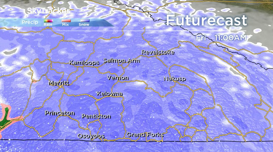 The heaviest and steadiest snow is expected Friday mid-morning and into the mid-afternoon.