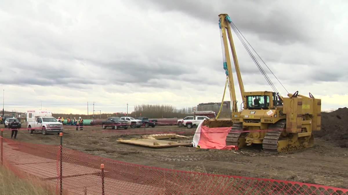 Emergency crews were called to a workplace incident near Winterburn Road and Whitemud Drive in west Edmonton on Tuesday, October 27, 2020.
