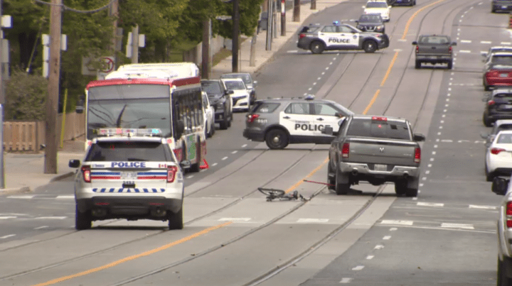 The scene of the collision in Toronto's east end on Sunday.