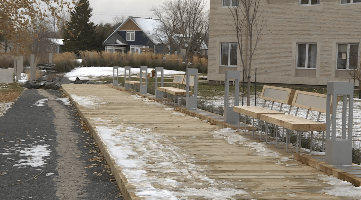 The new Fjallkona walkway in Gimli after Saturday’s opening ceremony.
