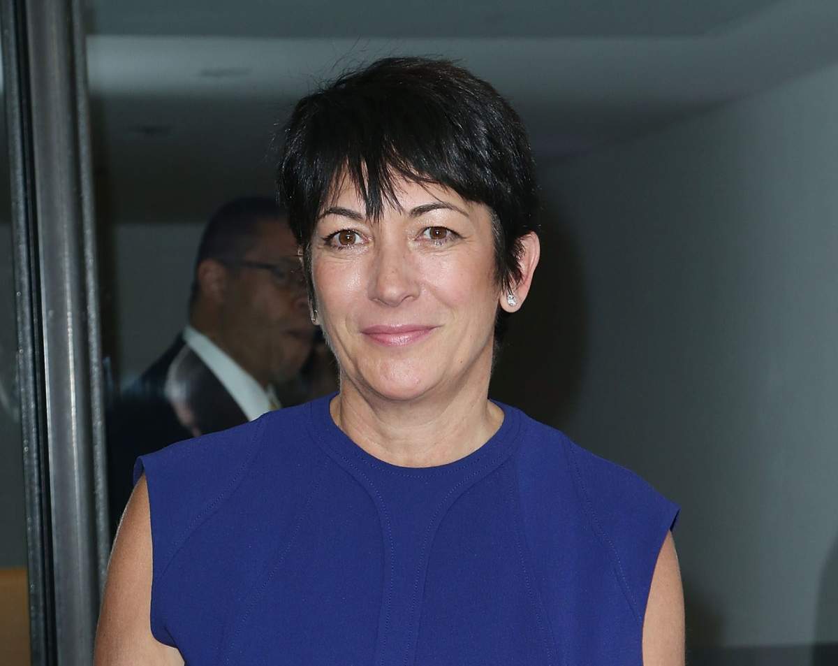 Ghislaine Maxwell in a blue dress.