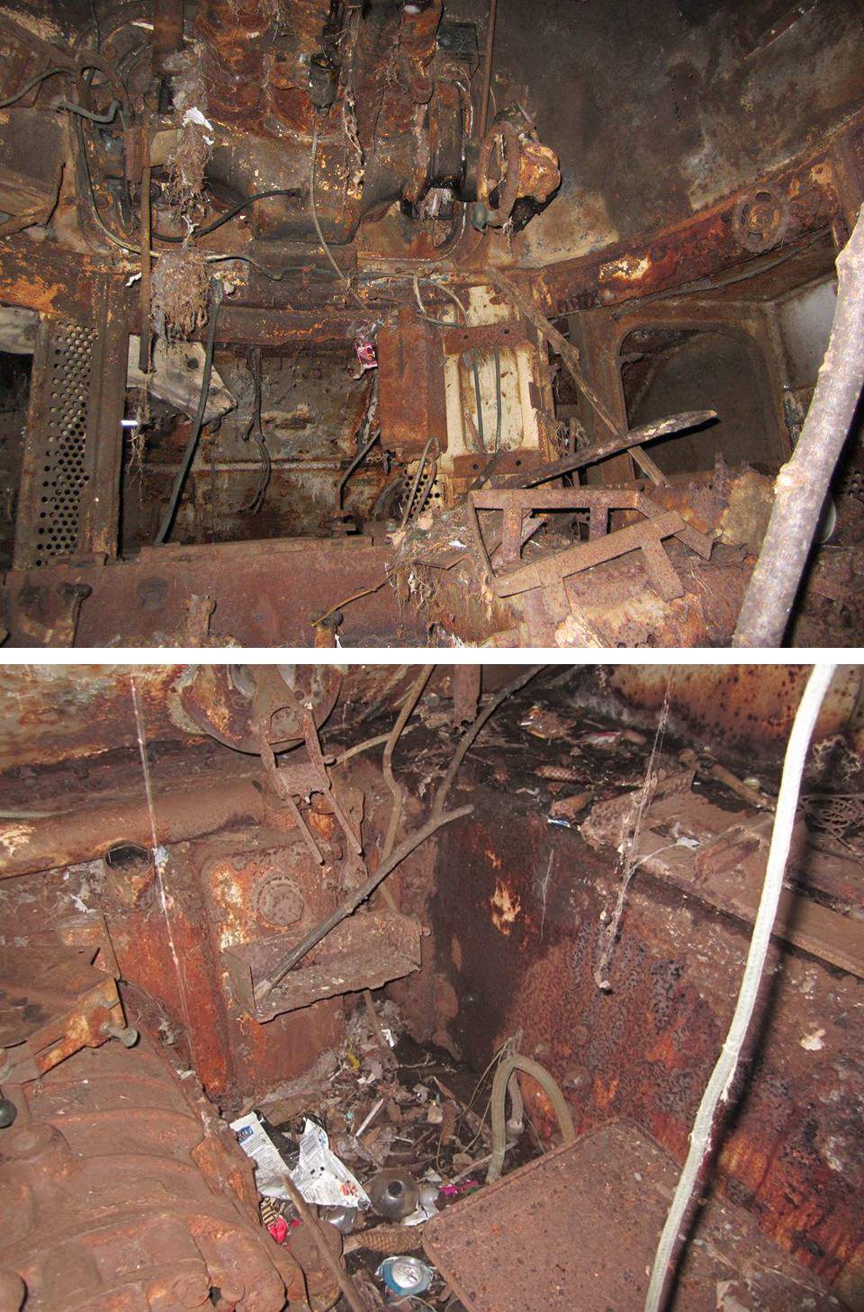 Photos taken inside of the Holy Roller during a 2017 technical inspection. It was the first time the tank had been opened since it was placed in Victoria Park in 1956.