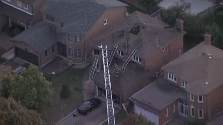 The scene of the blaze on Dalewood Drive in Mississauga.