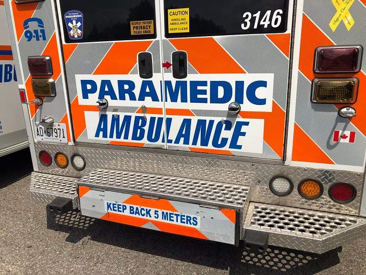A photo of a Peel Paramedics ambulance.